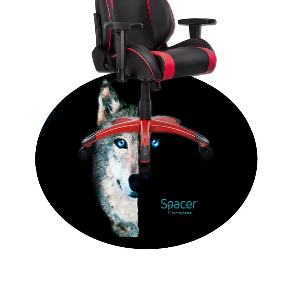 Covor Spacer pentru scaun, model wolf lungime 1200mm, grosime 3mm, rotund, spuma cauciuc natural, material textil cusut pe margini — miniatură