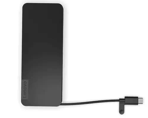Docking station Lenovo USB-C Slim Travel Dock, USB Type-C, 65W, Negru — miniatură