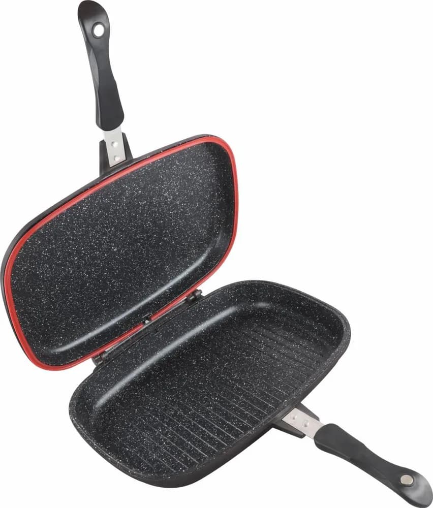 TIGAIE DUBLA DREPTUNGHIULARA TIP GRILL, ALUMINIU, 36x24x7.5 CM,DARK LINE CLASSIC,COOKING BY HEINNER — miniatură