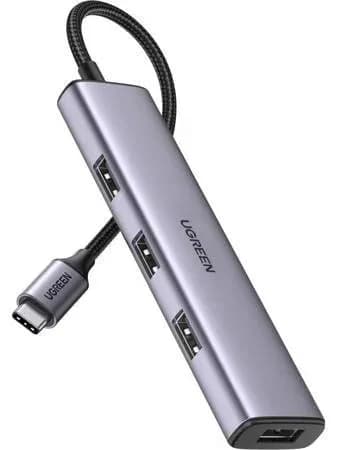 HUB extern Ugreen, "CM473" porturi USB: USB 3.0 x 4, 1 x USB Type-C PD 100W, conectare prin USB 3.0, aluminiu, lungime 15 cm, gri, "20805" - 6957303828050