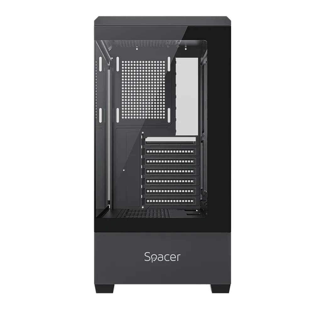 CARCASA SPACER - gaming, Middle Tower, ATX, "NAUTILUS", fara sursa, sticla securizata, USB 3.0 x 1, USB 2.0 x 2, HD-Audio, Jack 3.5mm x 1, black "SPCS-GC-NAUTILUS-BK" — miniatură