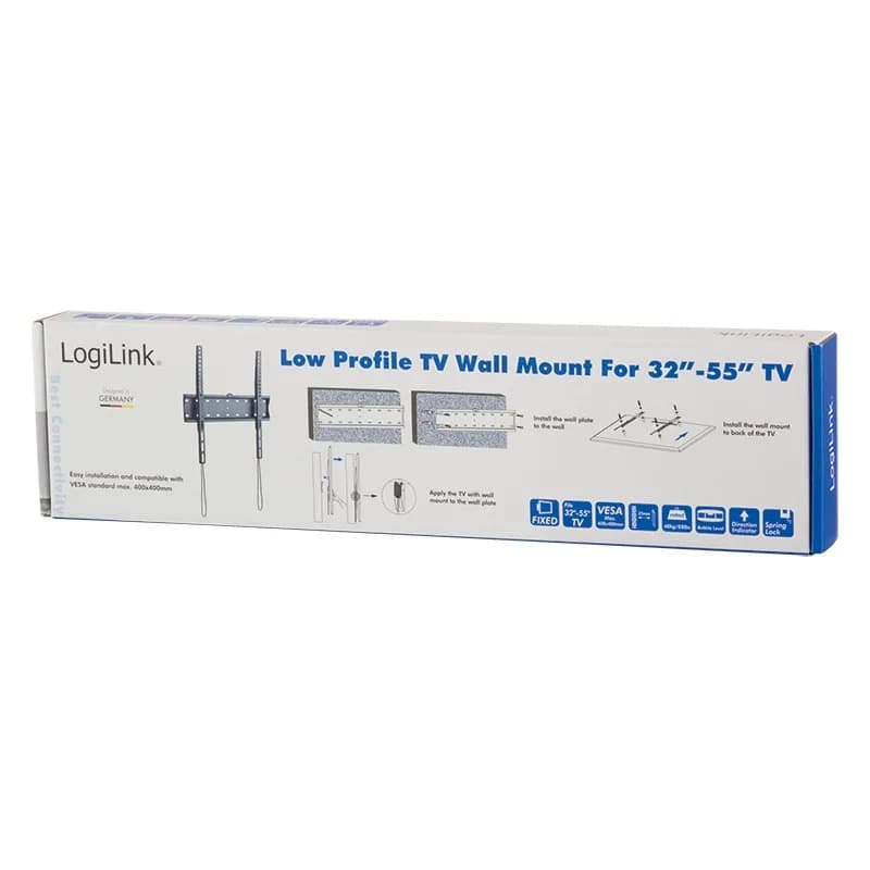 SUPORT de perete LOGILINK, pt 1 TV/monitor plat, diag. max 55 inch, fix, max 40 Kg, "BP0013" — miniatură