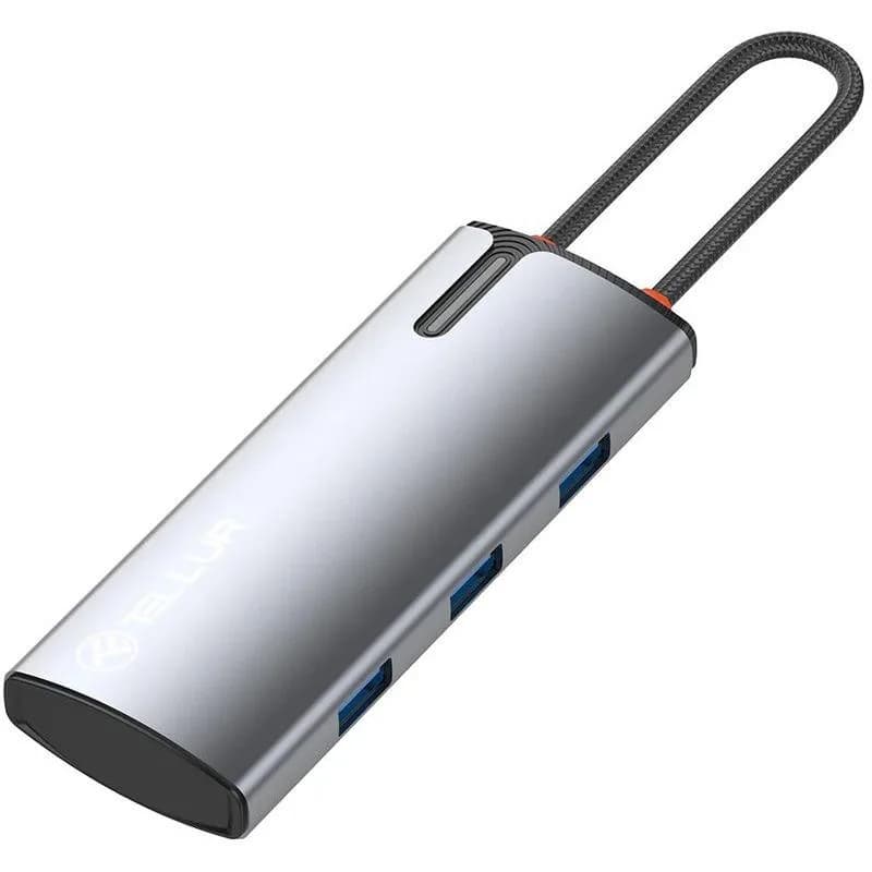 Hub USB TELLUR TLL321061 USB-C, 5 porturi, HDMI, Gri — miniatură
