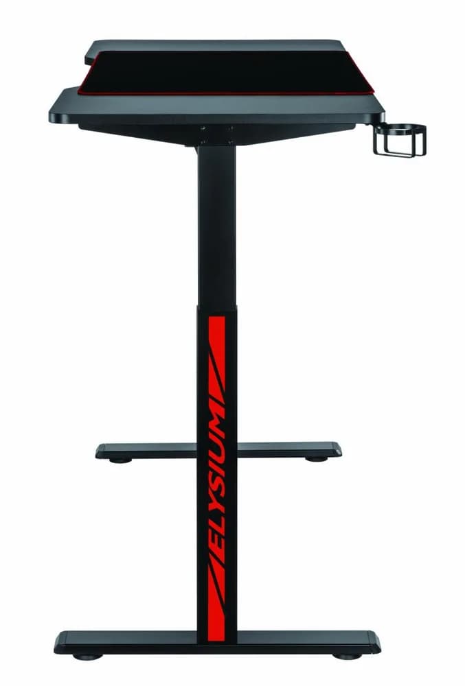 Birou gaming electric Serioux Elysium LED RGB 1400x600x730mm, reglare electrica pe inaltime inaltime ajustabila: 750 - 1210 mm — miniatură