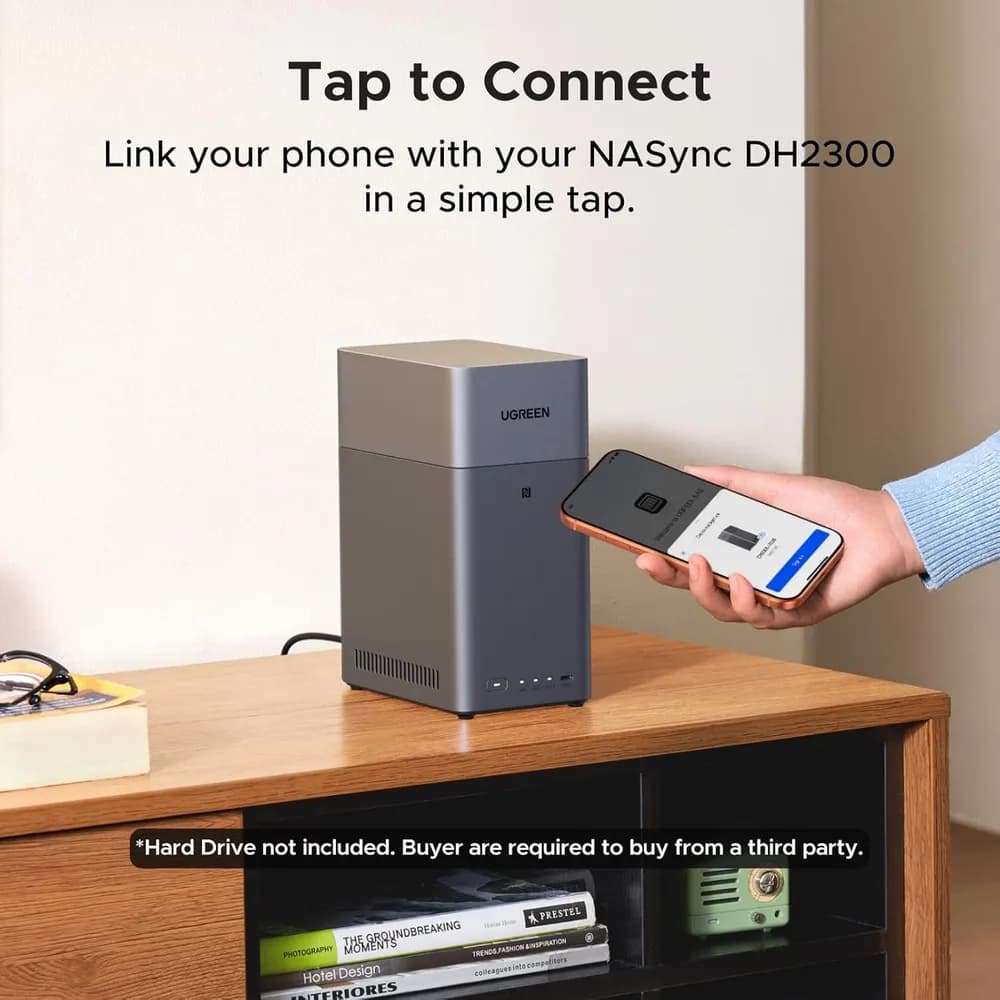 NAS Ugreen "DH2300 Bundle", CPU RK3576 2.0GHz ARM, RAM DDR4 4Gb, SATA 30Tx2, LAN 2.5Gbx1, 1xUSB 3, 1xTypeC, HDMI 2.0 4K, "95998" - 6941876294800 — miniatură