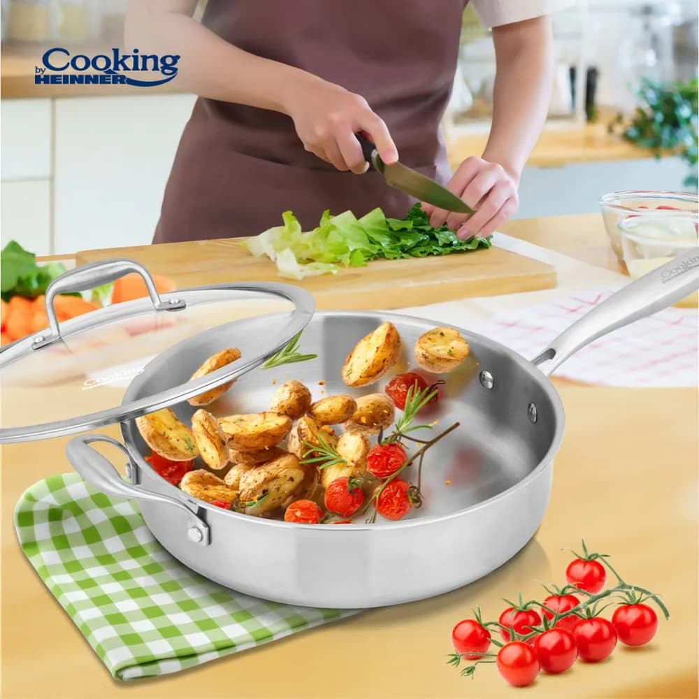 TIGAIE ADANCA INOX+CAPAC STICLA 28X7.5CM, ATOMIC3, COOKING BY HEINNER — miniatură