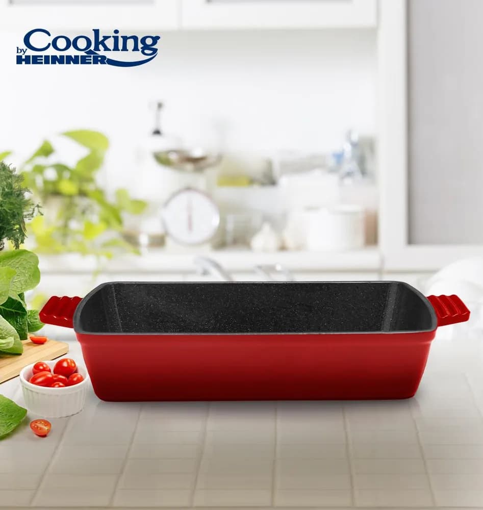 TAVA FONTA EMAILATA, 33x23x7 CM, RED LINE, COOKING BY HEINNER — miniatură