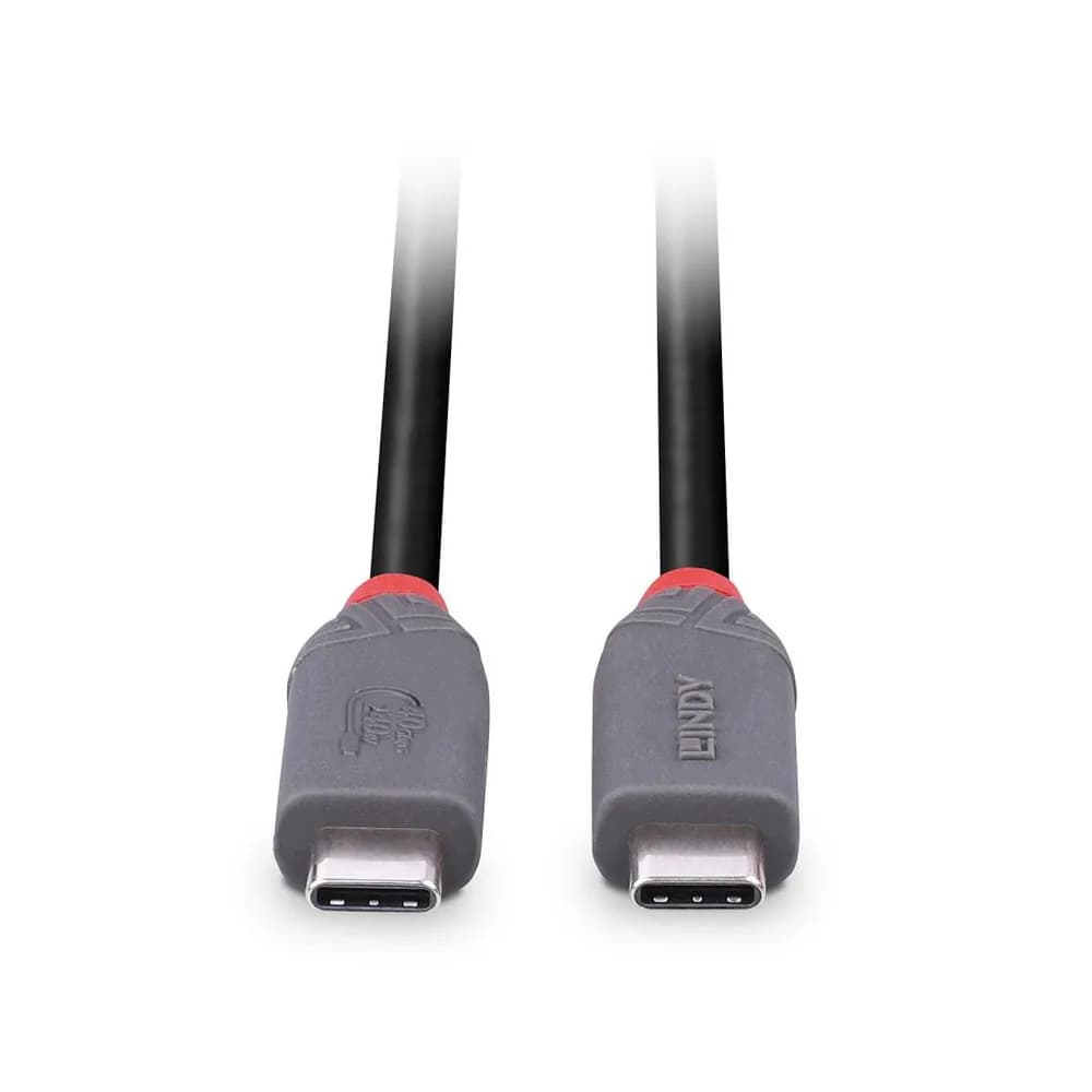 Cablu Lindy USB4 240W USB Type C, putere maxima 240W, 100W, lungime 2 metri, latime de banda supotata 40Gbps, gri — miniatură