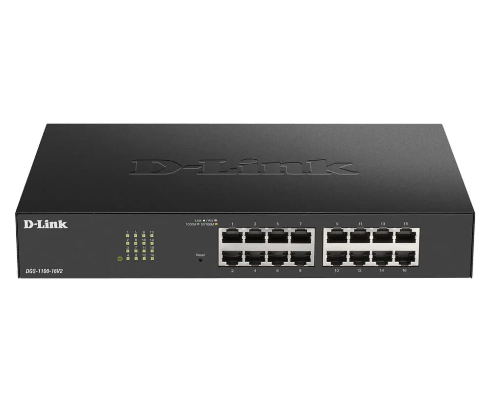 SWITCH D-LINK SMART 16 porturi Gigabit carcasa metalica, rackabil, "DGS-1100-16V2"