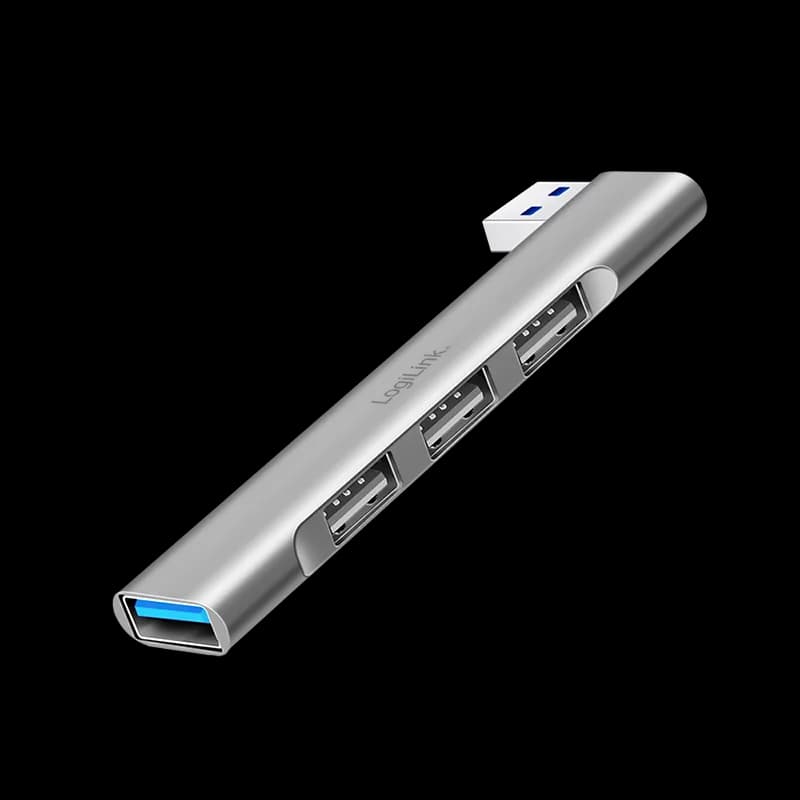 HUB extern LOGILINK, porturi USB: USB-A 3.0 x 1 + USB-A 2.0 x 3, conectare prin USB-A, aluminiu, gri, "UA0436"
