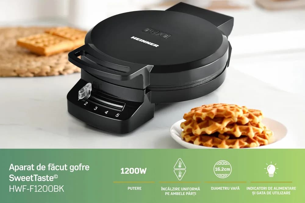 APARAT DE FACUT GOFRE HEINNER HWF-F1200BK — miniatură