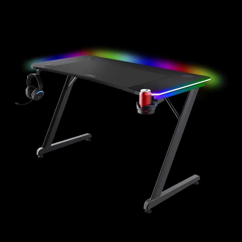 Masa gaming Trust GXT 710 Luminus Pro, iluminare RGB, greutate maxima suportata 150 kg, negru — miniatură