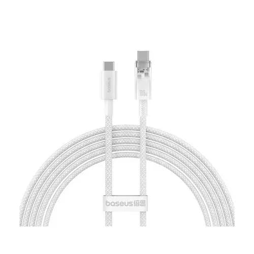 CABLU alimentare si date Baseus Explorer, Fast Charging Data Cable pt. smartphone, USB Type-C la USB Type-C 100W, 1m, control smart al temperaturii, brodat, alb "P10319703221-00" - 6932172642822