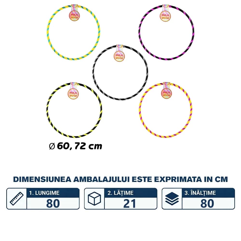 Cerc Hula Hoop, glitter, 60-72 cm, 36 buc/set — miniatură
