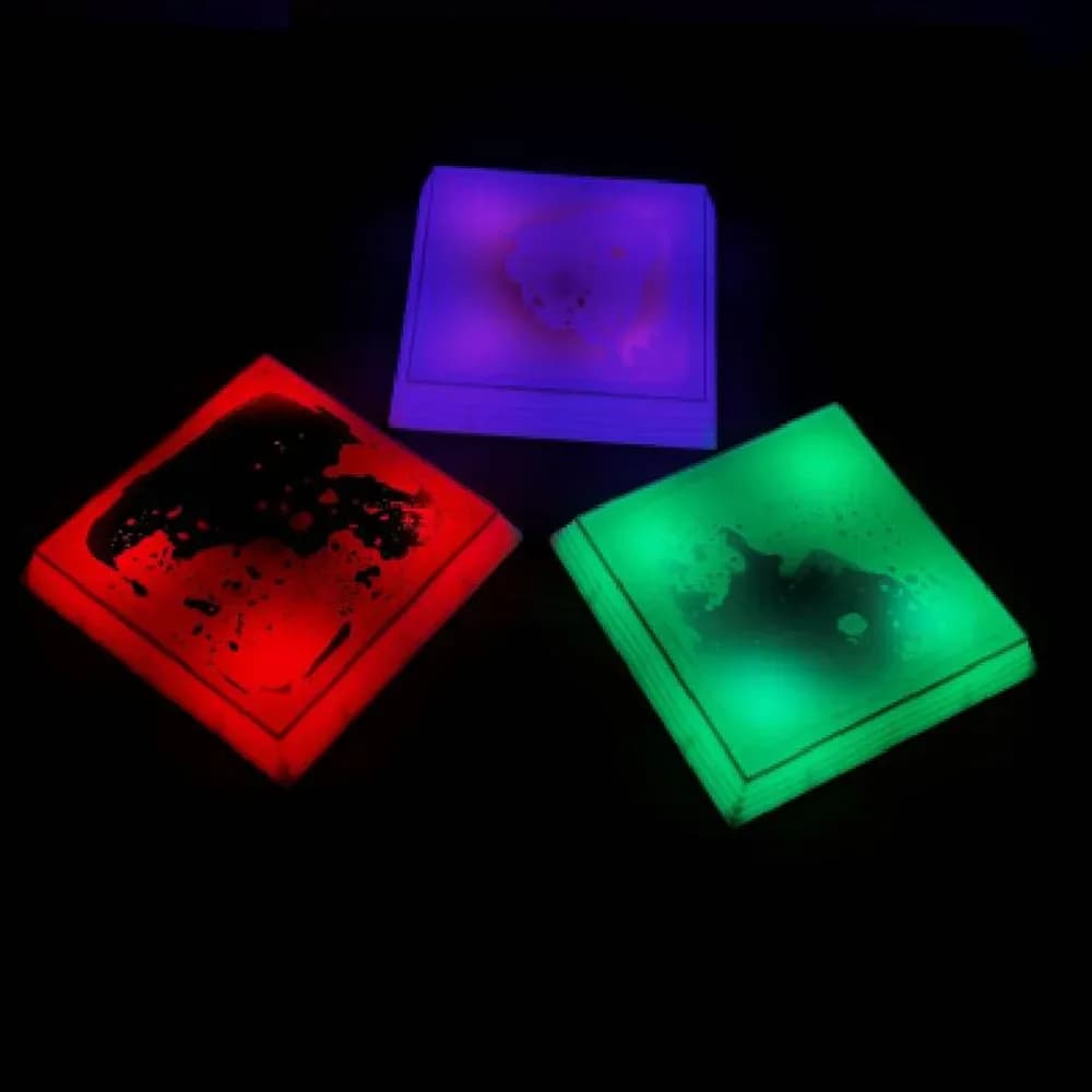 Dală de podea cu lichid și LED – pătrată, set de 3 — miniatură