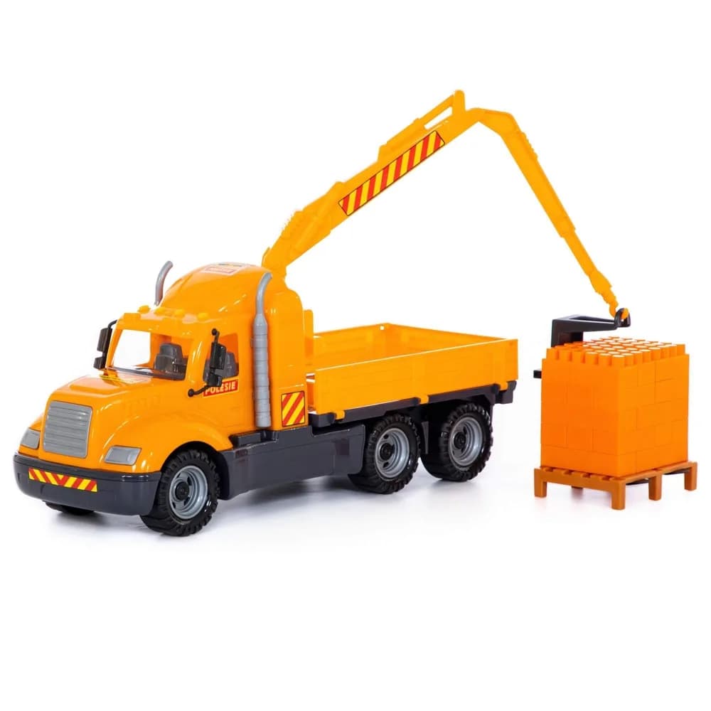 Camion-macara + palet cuburi - Mike, 53x19x26 cm, Wader — miniatură