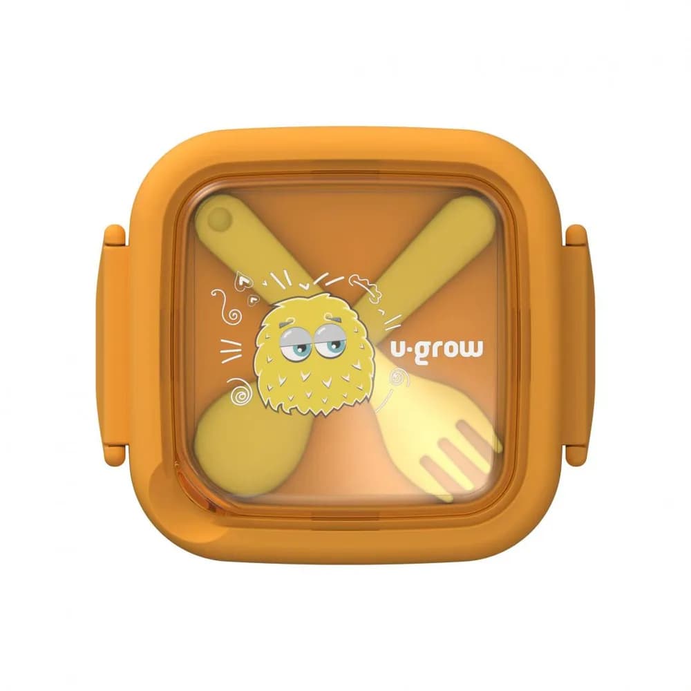 Caserola 2in 1 cu lingurita si furculita, galbena,U-Grow — miniatură
