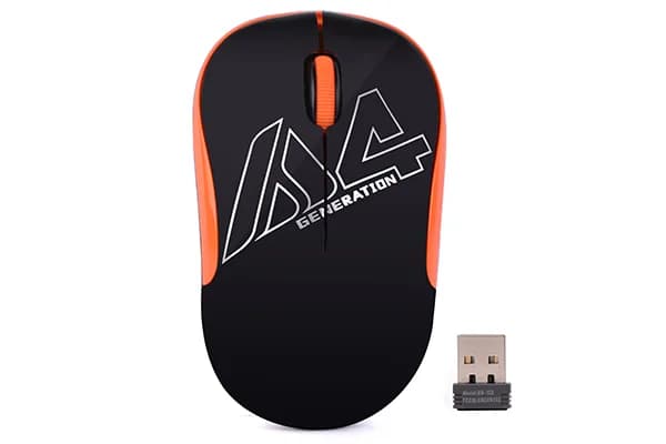 MOUSE A4tech, PC sau NB, wireless, 2.4GHz, optic, 1000 dpi, butoane/scroll 3/1, negru / portocaliu, 45507104 "G3-300N-BO"