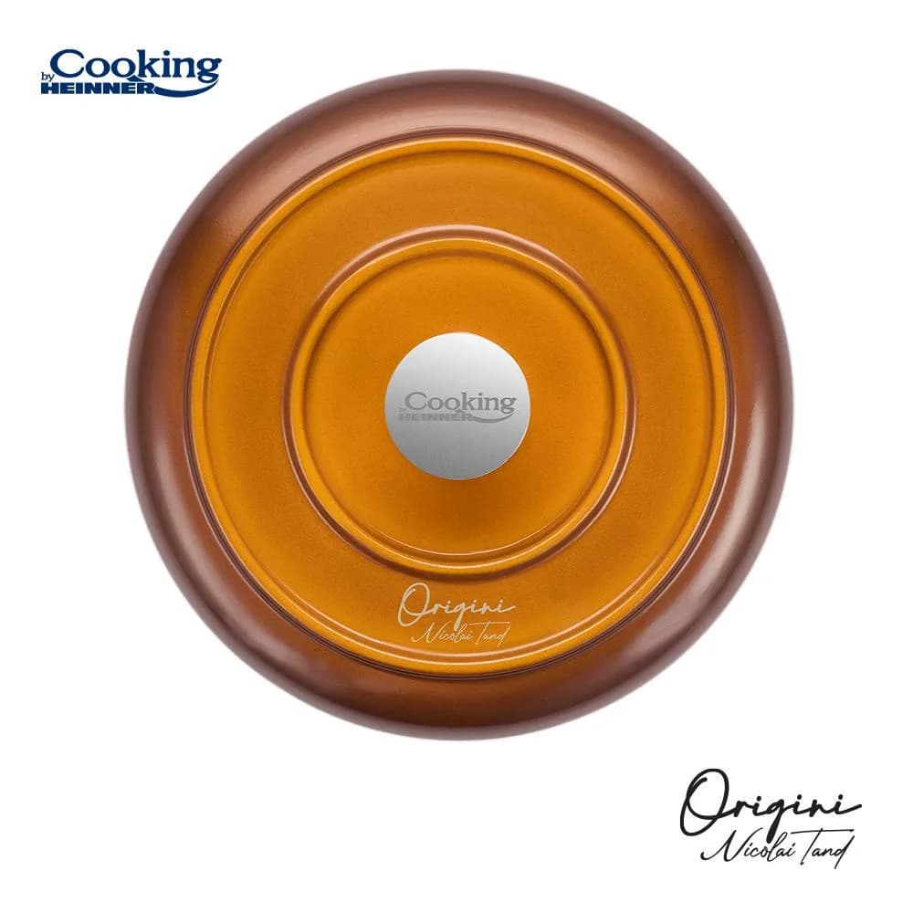 SEMIOALA ALUMINIU TURNAT + CAPAC 26x12.5 CM,5.8L, NICOLAI TAND, ORIGINI, COOKING BY HEINNER — miniatură