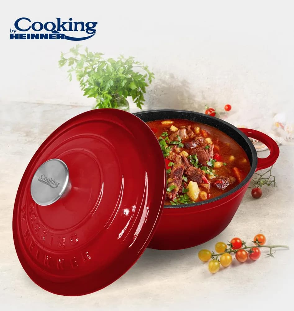 SEMIOALA FONTA+CAPAC 24x11.5CM,4L, RED LINE, COOKING BY HEINNER — miniatură