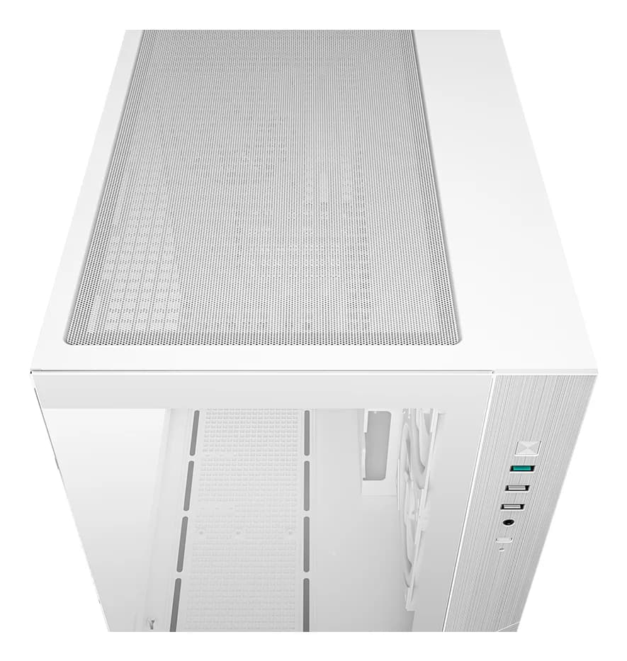 CARCASA DeepCool "CG330 3F WH", middle tower, gaming, fara sursa, suporta 9xfan, 3xfan inclus, USB 3.2 gen1 x 1, USB 2.0 x 2, audio+mic, 5 sloturi expansiune, alb, "R-CG330-WHNGM3-G" — miniatură