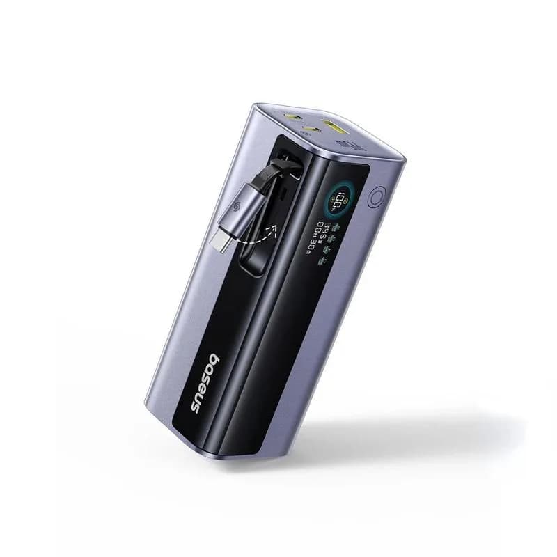 POWER BANK Baseus EnerGeek GR11, 20000mAh, 145W, 2 x USB Type-C, 1 x USB, cablu integrat USB Type-C, display, gri, "E0027B01" - 6932172691738 — miniatură
