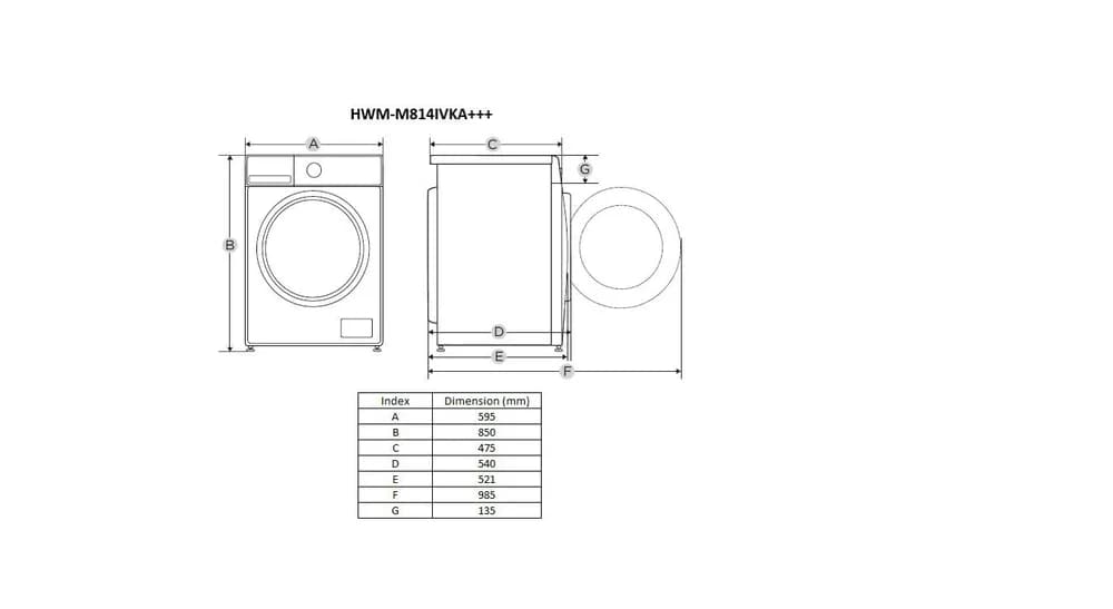 Masina de spalat rufe HEINNER HWM-M814IVKA+++, 8 kg, 1400 rpm, Clasa: A, Alb — miniatură