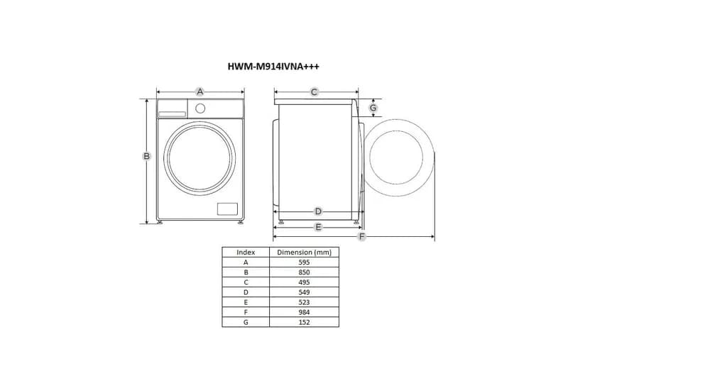 Masina de spalat rufe HEINNER HWM-M914IVNA+++, 9 kg, 1400 rpm, Clasa: A, Alb — miniatură