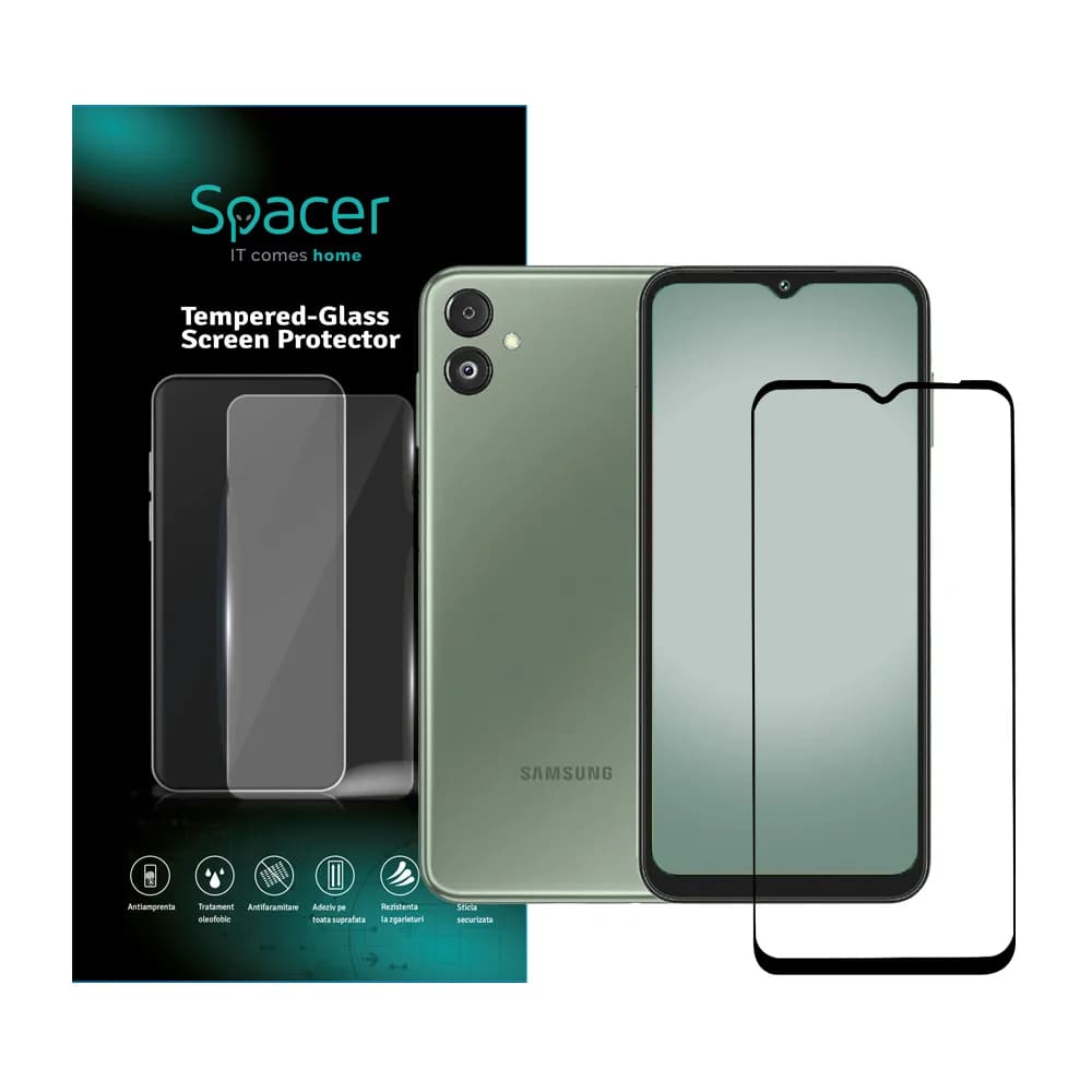 FOLIE STICLA Spacer pentru Samsung Galaxy F14 5G, grosime 0.3mm, acoperire totala ecran, strat special anti-ulei si anti-amprenta, Tempered Glass, sticla 9D, duritate 9H "SPPG-SM-GX-F14-TG"