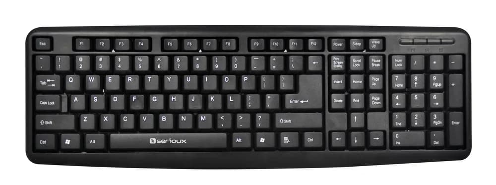 Tastatura Serioux 9400USB, cu fir, US layout, neagra, 104 taste, USB — miniatură