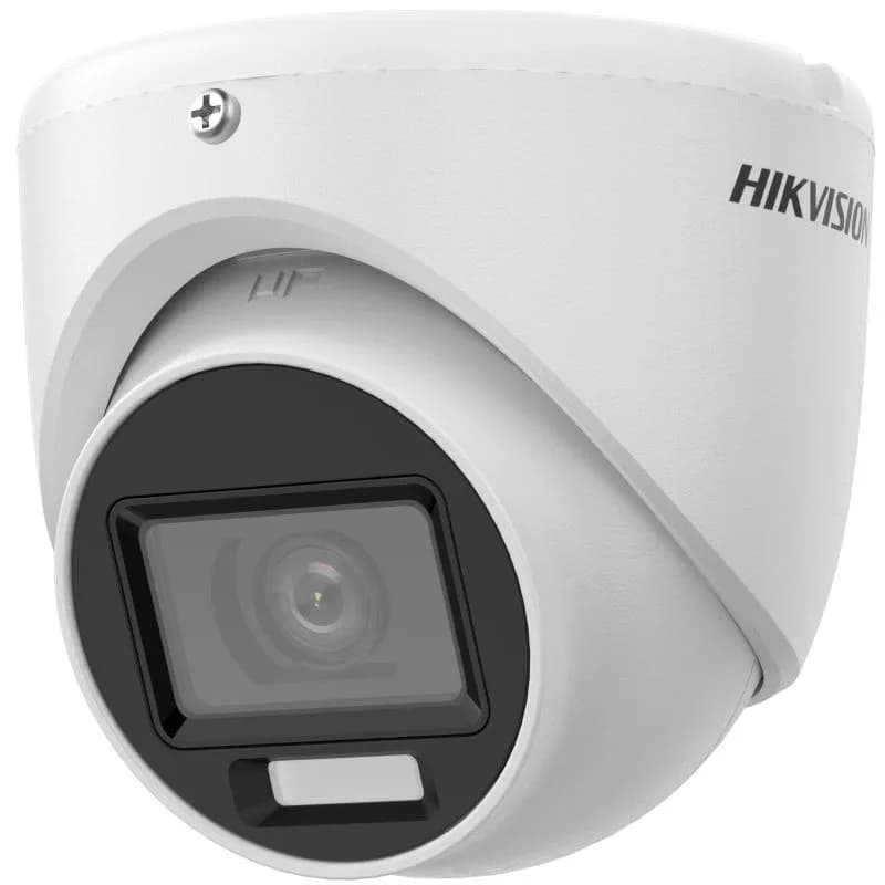 Camera de supraveghere Turret 4K Hikvision DS-2CE76U0T-LMF(2.8MM), lentila fixa 2.8mm, iluminare min: 0.01 Lux @ (F1.6, AGC ON), 0 Lux cu lumina alba: 20m, IR 30m, iesire TVI/AHD/CVI/CVBS, alimentare: 12 VDC ± 25%, 0.38 A, max. 4.6 W, protectie: IP67, dimensiuni: 80 mm × Ø85.1 mm, greutate: 310g