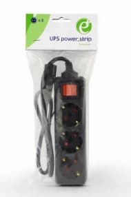 PRELUNGITOR GEMBIRD, Schuko x 3, conectare prin IEC C14 (T), cablu 0.6 m, 10 A, protectie copii, negru, "EG-PSU3-01"