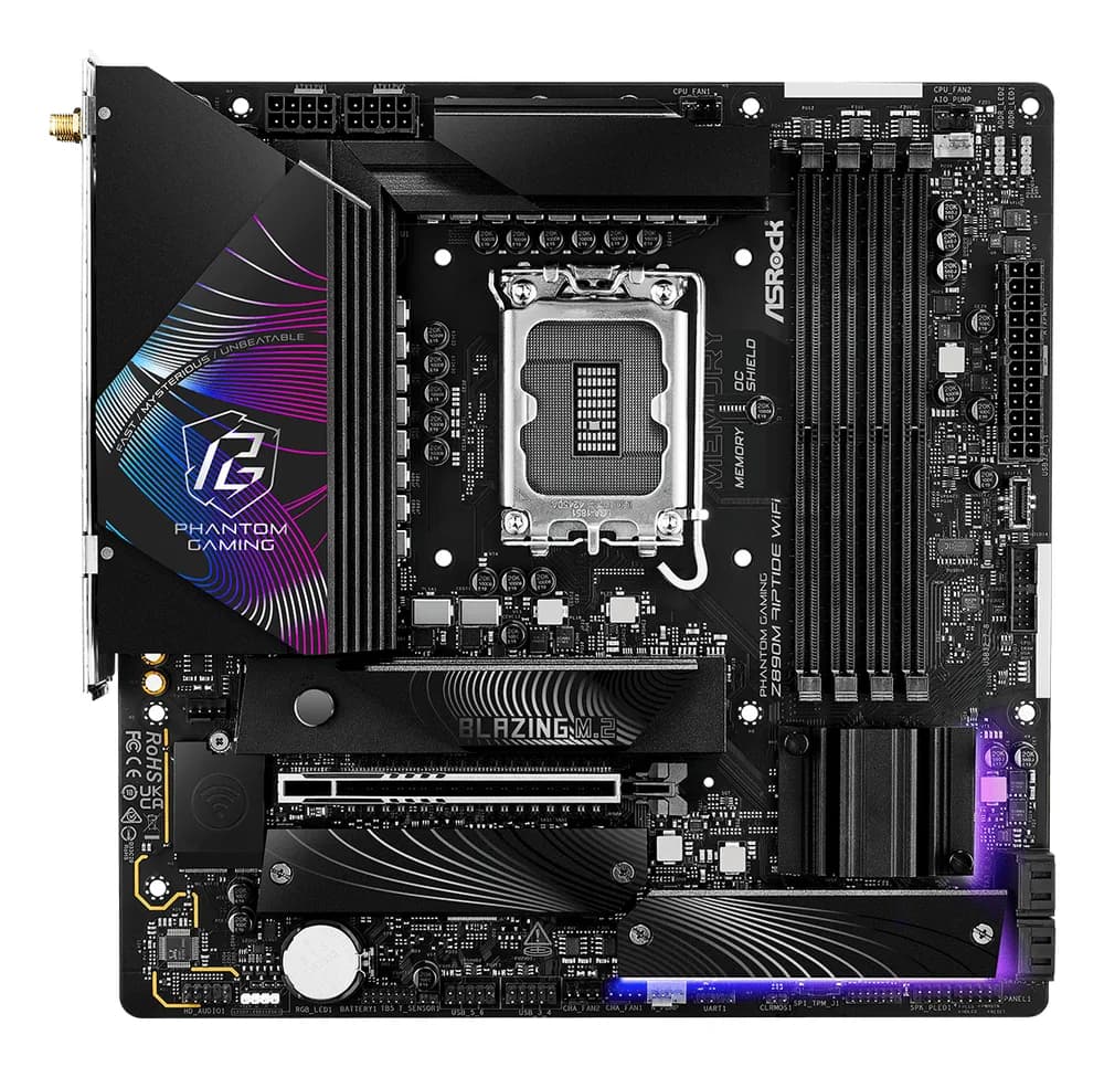 Placa de baza ASRock Z890M RIPTIDE WiFi Mainboard, Sockel LGA 1851, Intel Z890, Micro-ATX, DDR5 "90-MXBPK0-A0UAYZ" — miniatură