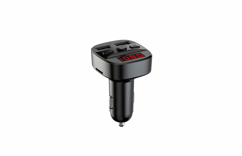 Modulator FM Serioux ABFM60, Bluetooth 5.0, raza actiune de până la 5 m, voltaj intrare: 1x DC 12V/24V,2 porturi USB: 1x USB DC5V 2.4A Max 1 x USB audio (pana la 32 GB), slot MicroSD (pana la 32 GB), format muzica: MP3/WMA/WAV, frecvența FM: 87.5MHz - 108.0MHZ, microfon incorporat, functii — miniatură