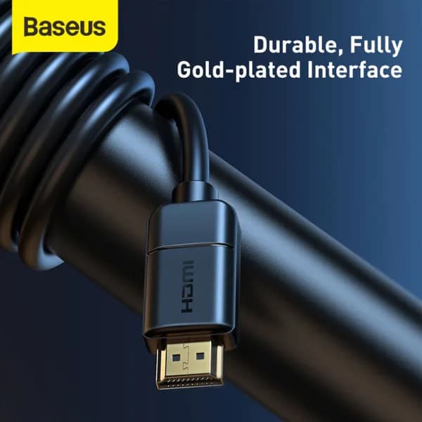 CABLU video Baseus HD Series, HDMI (T) la HDMI (T), rezolutie maxima 4K UHD (3840 x 2160) la 30 Hz, conectori auriti, 8m, negru "CAKGQ-E01" - 6953156222557 — miniatură