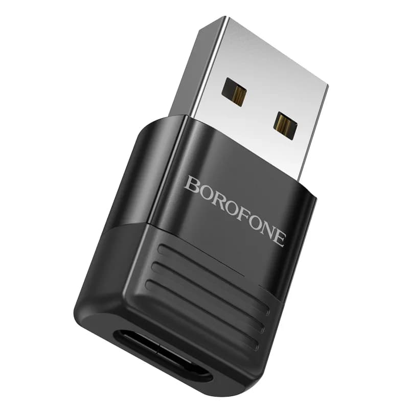 ADAPTOR Borofone "BV18", USB Type-C (M) la USB 2.0(T), corp metalic, negru "6941991104008"