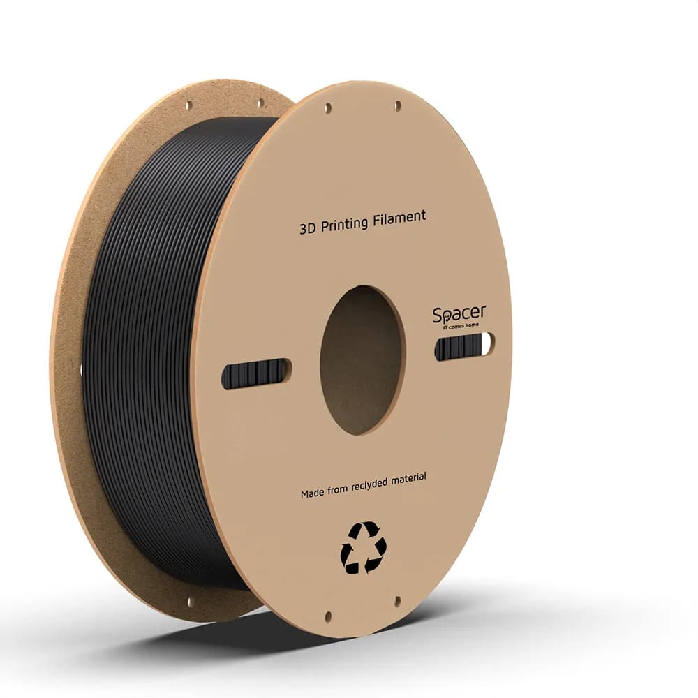 FILAMENT Spacer pt. imprimanta 3D - PLA, 1.75mm diamentru, 1Kg / bobina, aprox. 330m, topire 195-235 grC, black, "SPPF-3DP-PLA1.75-01-BK"