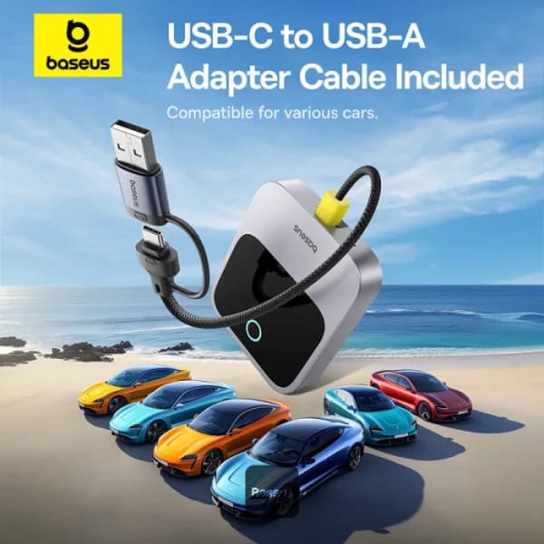 ADAPTOR CARPLAY wireless Baseus SafeJourney, transforma conexiunea Apple carplay cu fir in wireless, BT 5.0, conexiune auto USB Type-C sau USB "C10745100813-00" - 6932172662851 — miniatură