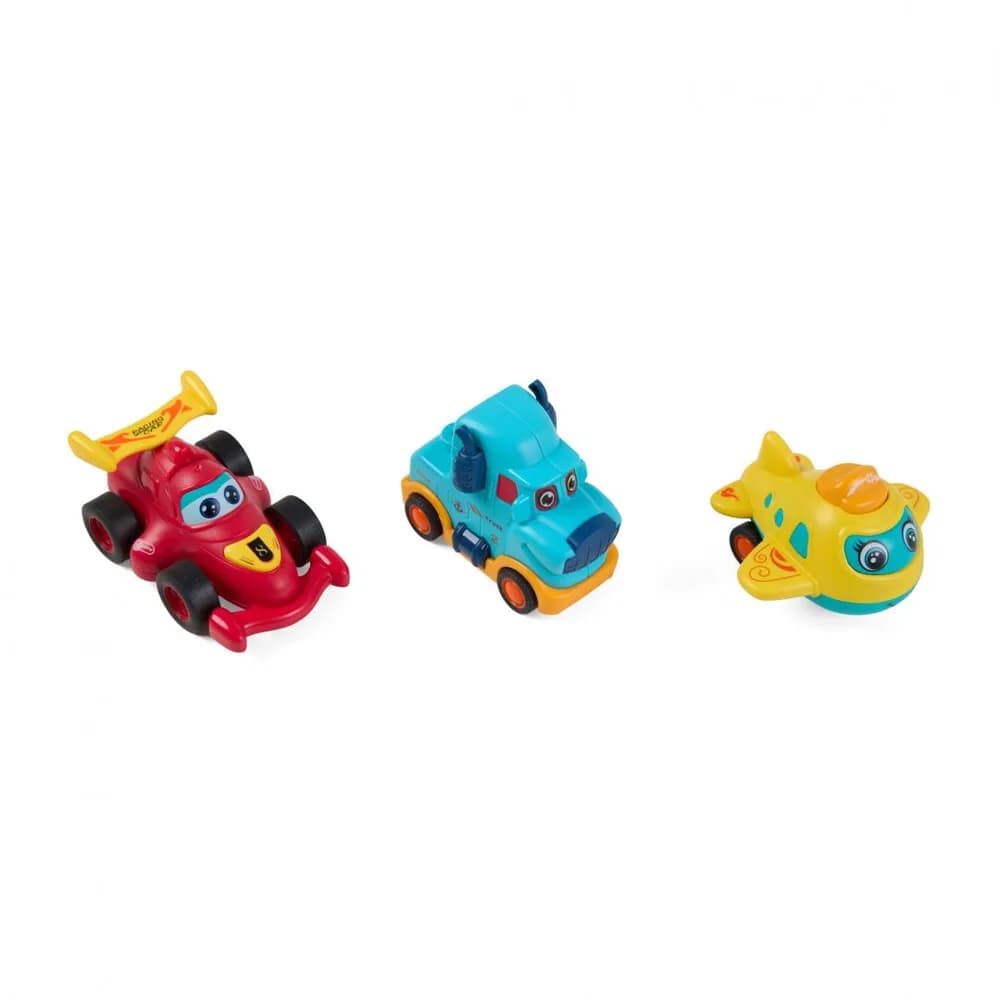 SET 3 VEHICULE ACTIONATE PRIN INERTIE, DIVERSE MODELE SI CULORI, MOMKI — miniatură