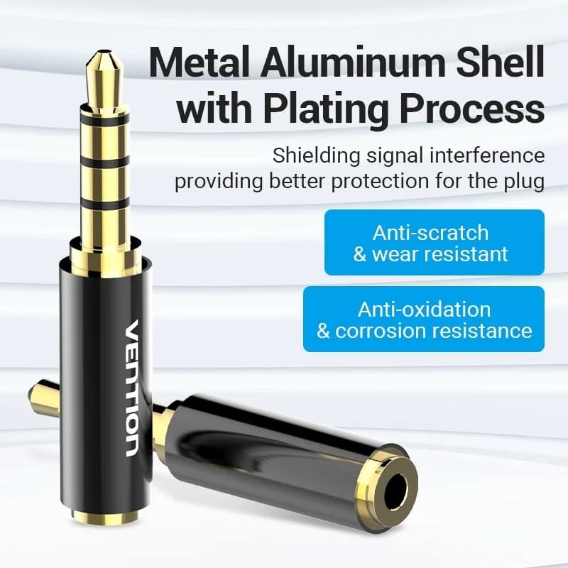 Adaptor audio Vention, Jack 3.5mm (T) la Jack 2.5mm (M), 2.1 canale, conectori auriti, negru, "BFBB0" — miniatură