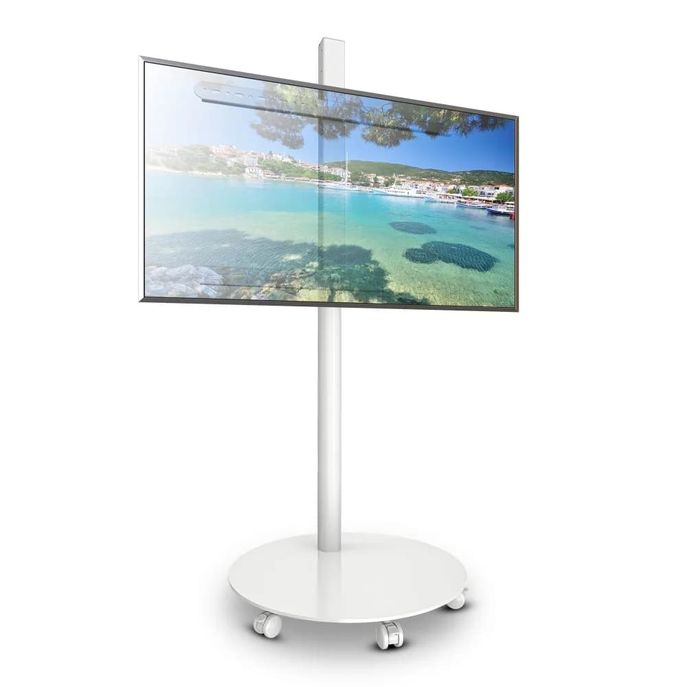 Stand TV mobil pe roti, reglabil, 32-70 inch(81cm-178cm), baza rotunda, capacitate sustinere 45KG, Alb, Techly, ICA-TR102W "ICA-TR102W" — miniatură