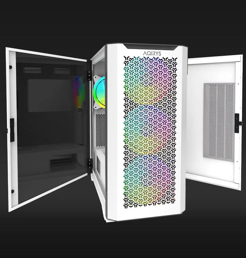 Carcasa AQIRYS Aquilla, RGB, Mid Tower, White — miniatură