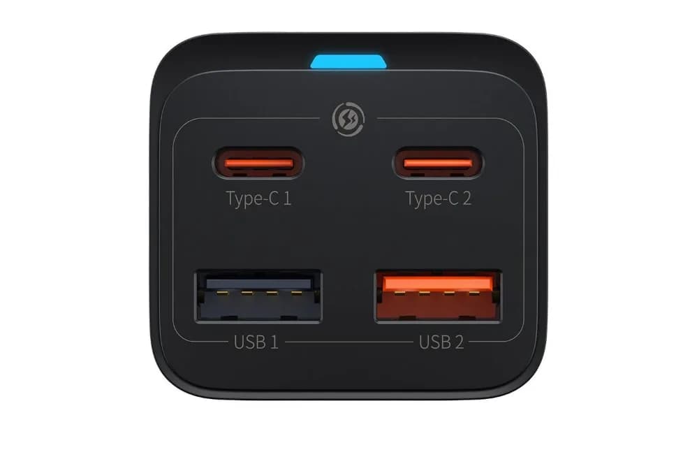 INCARCATOR retea Baseus GaN3 Pro, Quick Charge 65W, 2 x USB, 2 x USB Type-C, include cablu USB Type-C la USB Type-C 100W 1m, negru "CCGP040101" - 6932172600334 — miniatură