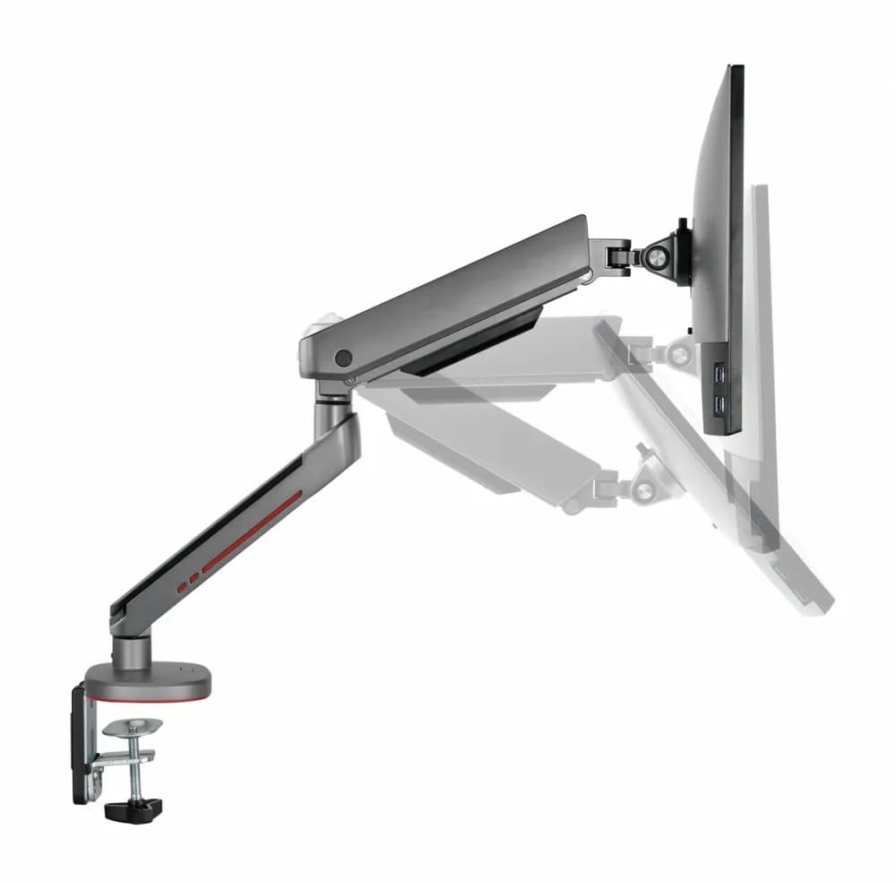 Brat pentru monitor, Material: Oțel, Aluminiu, Plastic, Suprafață finisaj : acoperire cu Pulbere, Culoare: Alb Texturat Fin, Gri Spațial, Dimensiune compatibila ecran: 27"-45", tehnologie arc, Greutate maxima (pe ecran): 5~14 kg, Greutate maxima pentru ecran curbat (pe ecran): 5~12 kg — miniatură