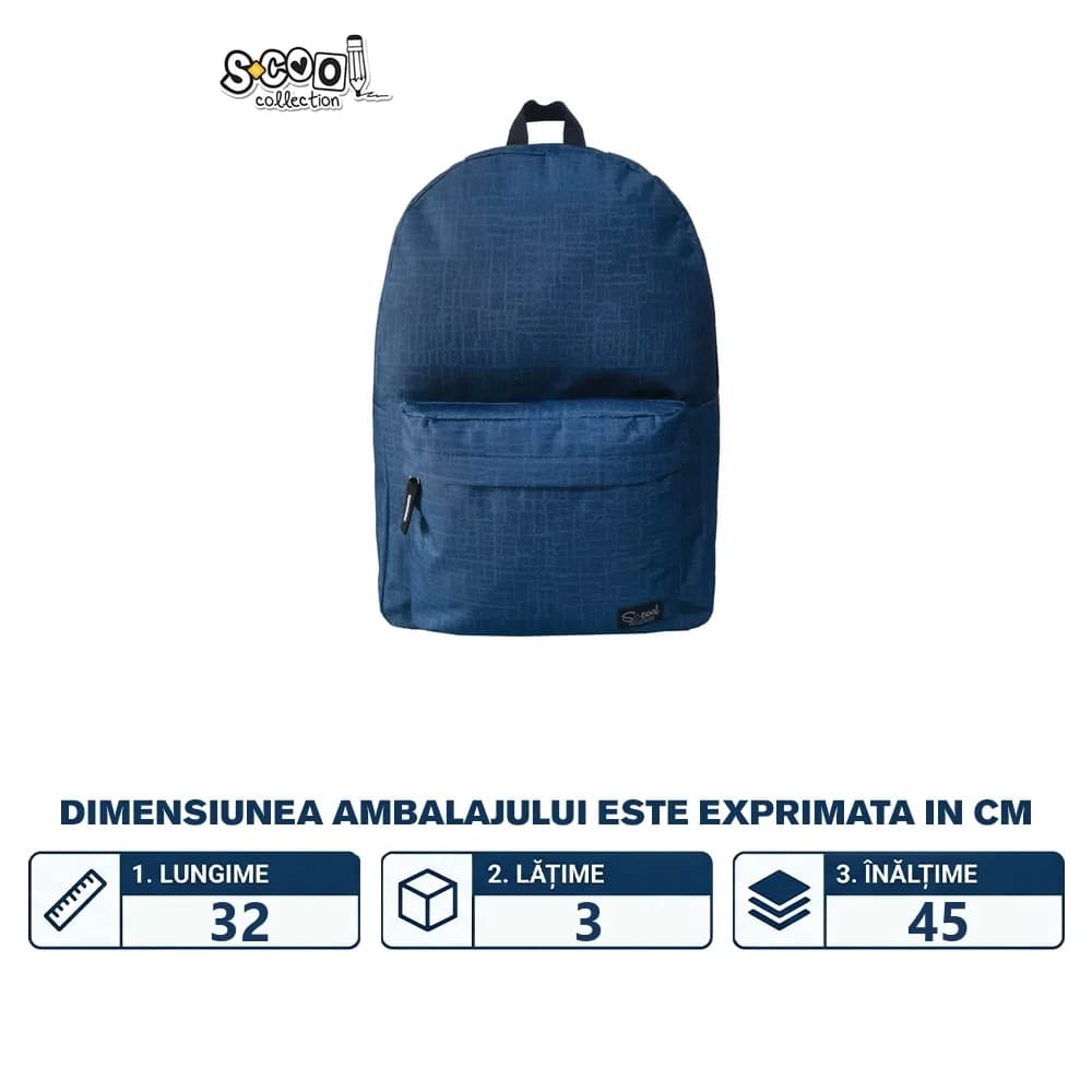 Ghiozdan CLASSIC, 43x30x16 cm, DENIM - S-COOL — miniatură