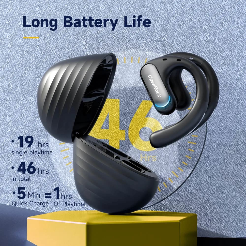 Casca OneOdio wireless, tip butoni - TWS, utilizare smartphone, conectare prin Bluetooth 5.2, difuzor 16.2 mm, negru, "OpenRock-Pro-Black" — miniatură