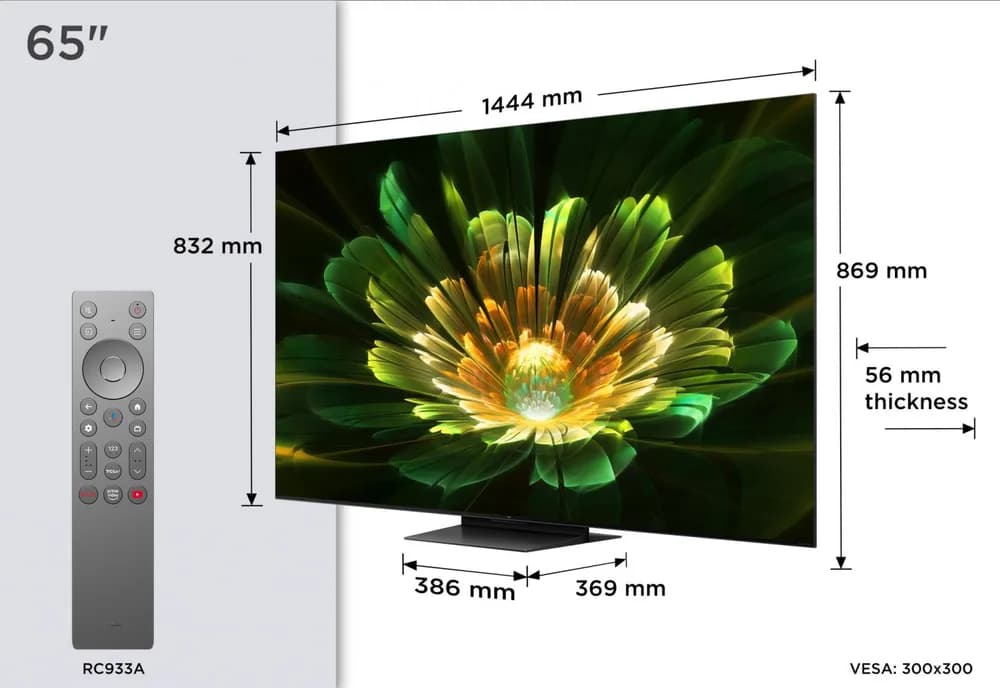 Televizor TCL QD-MiniLED 65Q7C, 164 cm, Smart Google TV, 4K Ultra HD, 144Hz, Bang & Olufsen — miniatură