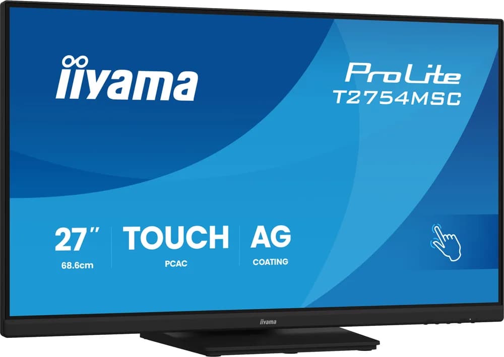 IIYAMA Monitor TOUCH T2754MSC-B2AG InCell PCAP 10pt touchscreen IPS 1920x1080 83Hz, 16:9, 300cd, 1000:1, 4ms, landscape, face-up "T2754MSC-B2AG" — miniatură