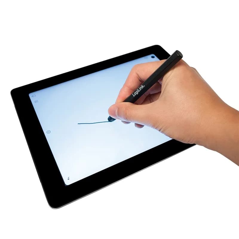 TOUCH PEN LOGILINK, pt. tablete si smartphone, varf din cauciuc, forma hexagonala, aluminiu, negru, "AA0010" — miniatură