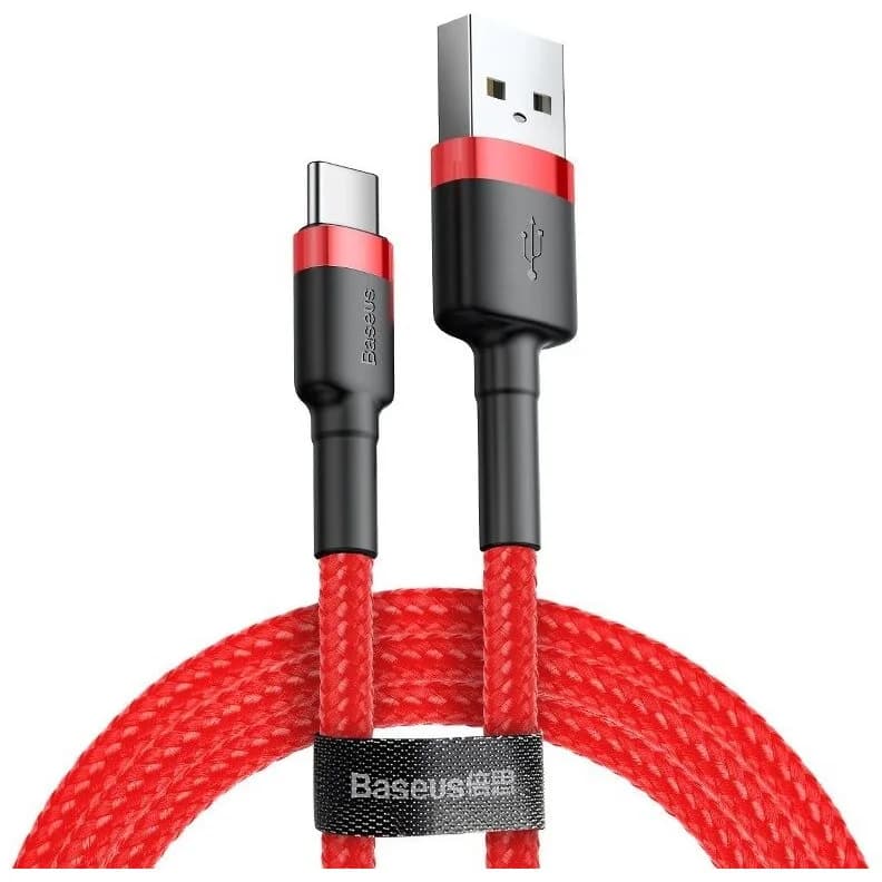 CABLU alimentare si date Baseus Cafule, Fast Charging Data Cable pt. smartphone, USB la USB Type-C 3A, 1m, rosu "CATKLF-B09" - 6953156278196 — miniatură